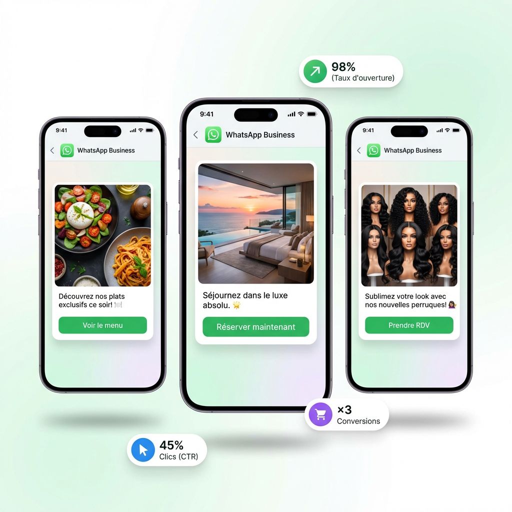Exemples de campagnes WhatsApp — Restaurant, Hôtel, Salon de beauté